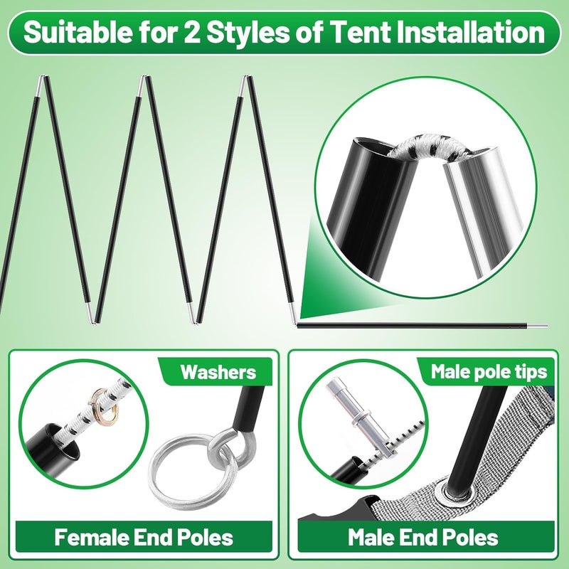 Acostop Aluminum Tent Poles Replacement - Pre-Assembled Tent Poles Stakes, Fits Both Female and Male Ends - Lightweight Tent Pole Repair Kit for Hiking Camping Backpacking Tent, 20FT - Image 2
